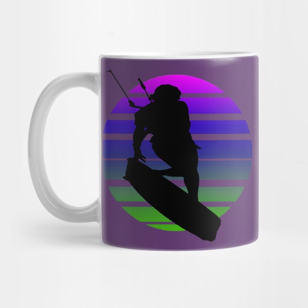 Kitesurfing Female Rider Silhouette Retro Sunset by taiche